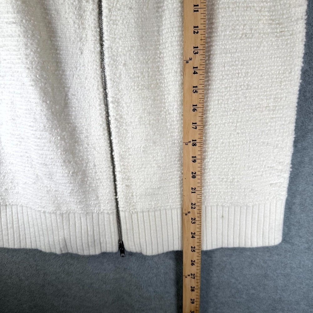 Ann Taylor Weekend Sweater Vest Women Medium White Sleeveless Full-Zip Mock Neck - Picture 7 of 10